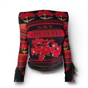 Vintage Save The Queen Flamenco Mesh top